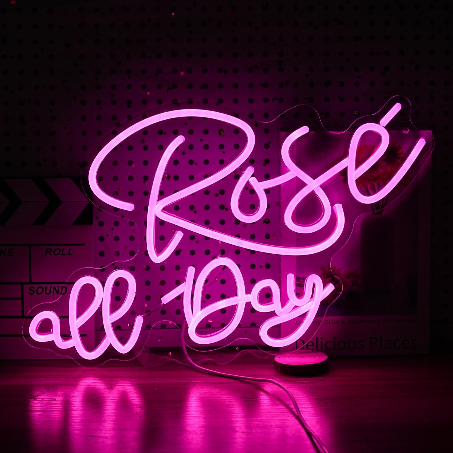 Neon Sign Party - ป้ายไฟนีออนรูปดอกกุหลาบ แสงไฟ LED ปรับความสว่างได้ สำหรับตกแต่งบรรยากาศห้องนอน งานแต่งงาน