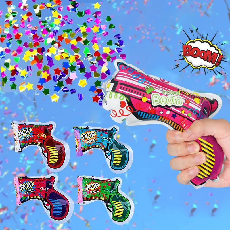 Confetti Cannon Tube - 10 ชิ้น ลูกโป่งเป่าลมแบบถือ ลูกโป่งคอนเฟตติ งานแต่งงาน งานเทศกาล
